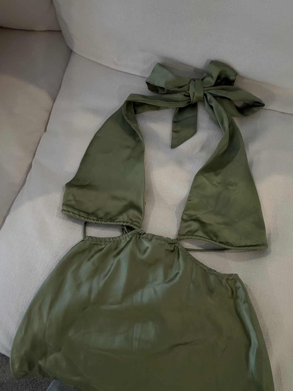 Olive Green Halter Tie-Back Women’s Dress